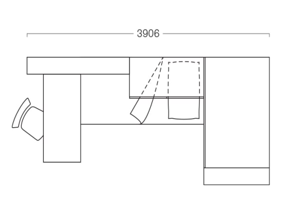 Plan dormitor pod cu dulap de colt P25