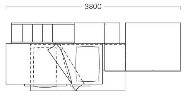 Plan dormitor latime 380 cm