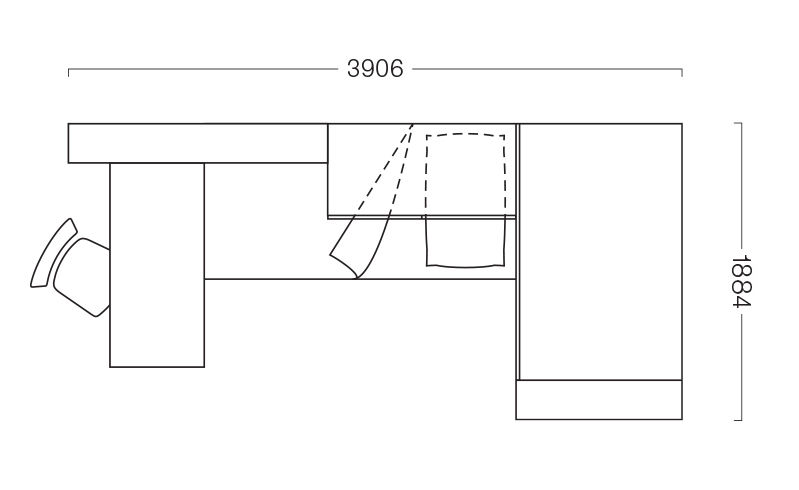 Plan dormitor cu mobilier de 8 m2 Start P25