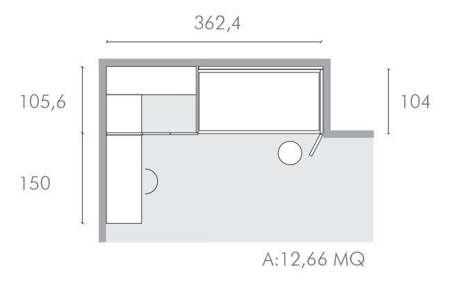 Planul dormitorului de colț cu zonă de studiu și cabină StartUp 01