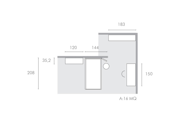 Plan dormitor baiat 16 m2