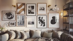 living decorat cu tablouri